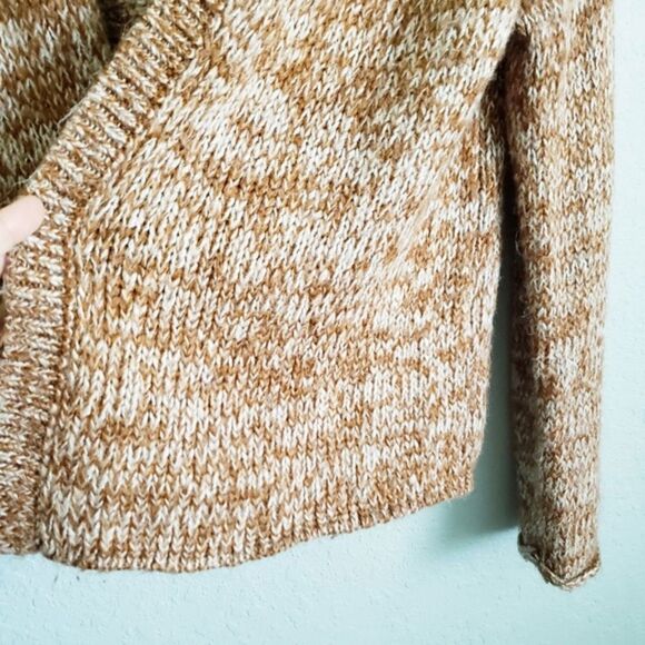 Anthropologie X Wooden Ships Brown Heathered Knit Open Front Wool Cardigan - Picture 5 of 6